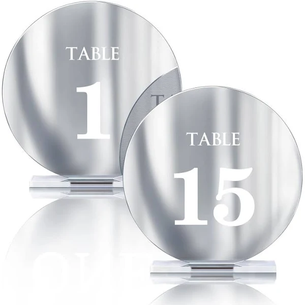 HZGUEOSTB Acrylic Wedding Table Numbers Stands,4.8"Round Mirror