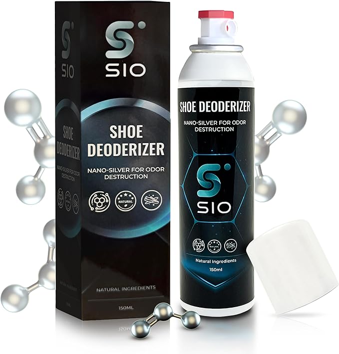 Sio Shoe Deodorizer Spray - Odor Eliminator, Smell Freshener, Foot Deodorant for Shoes, Sneakers, Boots - Best Heavy Duty Remover, Stinky Feet