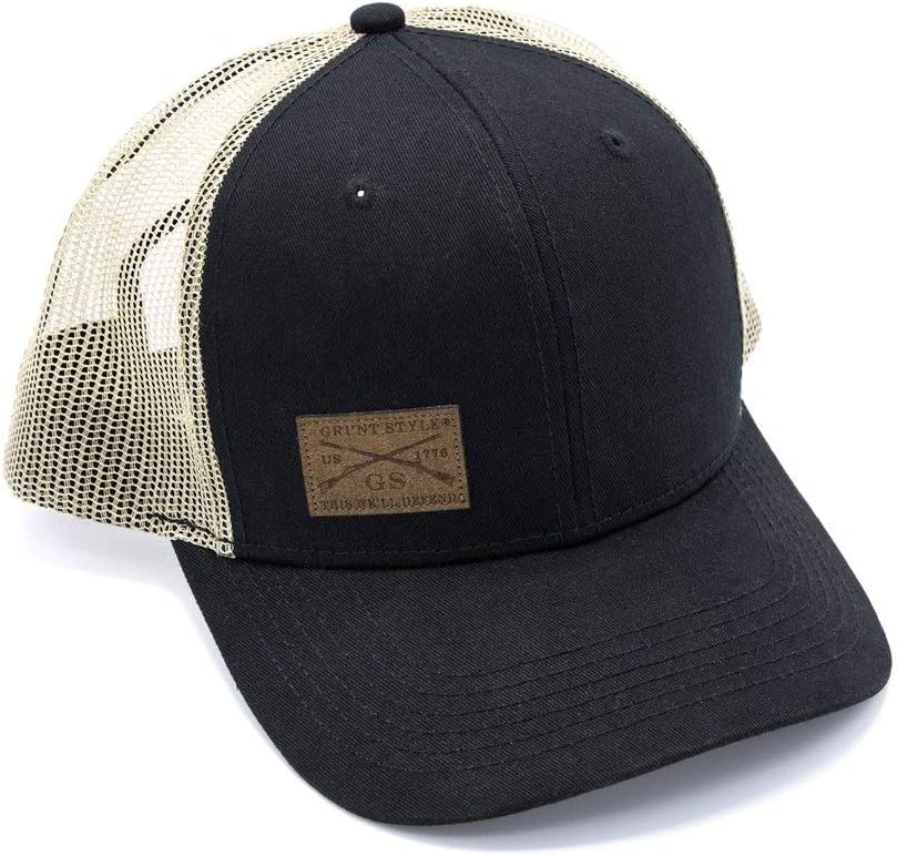 Twill Leather Logo Baseball Cap By Grunt Style GS3398