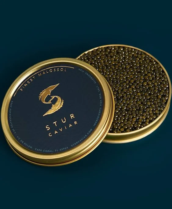 STUR Royal Osetra Sturgeon Caviar - 3.5 oz / 100 g + GIFT 1 oz / 28 g - Ossetra Black Roe - OVERNIGHT GUARANTEED