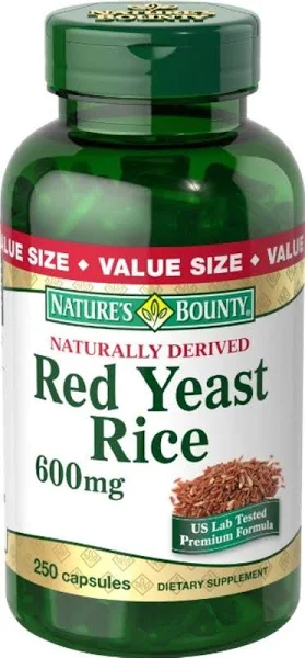 Natures Bounty Red Yeast Rice, 600mg, 250 Capsules EXP 7/2017 New Sealed