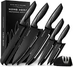 Home Hero Kitchen Knife Set with Sheath Covers - High Carbon Stainless Steel Kitchen Knives with Ergonomic Handles & Ceramic Coating, Nonstick Ceramic Knife Set with Chef Knife (11 Pcs - Black)