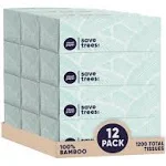 Bamboo Facial Tissues Box by Cloud Paper - 12 Bamboo Tissue Boxes, 100 Hypoallergenic Facial Tissues per Box - Unscented, Fragrance-Free, Eco-Friendly Tissues in Plastic-Free Packaging