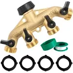 2-Way Garden Hose Spliiter Tap Connector Hose Spigot Adapter w/ Shut-Off Valves