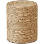 Wimarsbon Natural Seagrass Foot Stool, Hand Weaving Round Ottoman, Poof Pouffe Accent Chair, for Living Room, Bedroom, Patio, GY