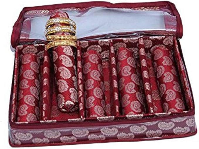 Kuber Industries 5 Rod Brocade Bangle Box (9 cm x 24 cm x 42 cm), 5 Rods, Maroon