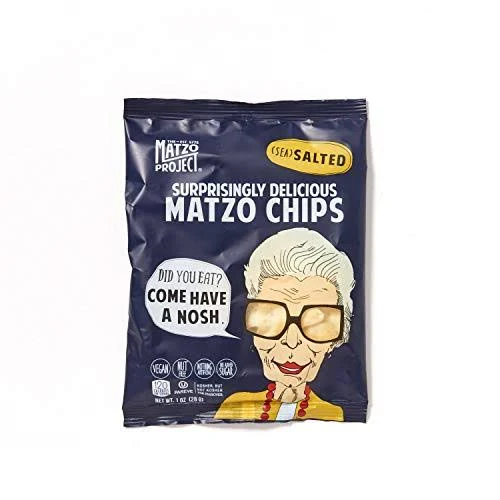 Crispy Matzo Chips by The Matzo Project, Kosher but NOT Kosher for Passover, Vegan, Nut Free, Back-to-School Snack Packs, Salted Flavor, 24-Pack, 1 oz. Each