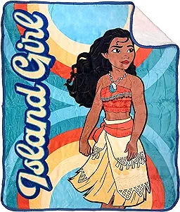 Moana Island Girl Sherpa-Backed Throw, Size: 50 inch x 60 inch