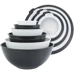 Cook with Color Mixing Bowls with TPR Lids - 12 Piece Plastic Nesting Bowls Set Includes 6 Prep Bowls and 6 Lids