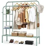 JOISCOPE Double Rods Portable Garment Rack for Hanging Clothes, 49.6 * 62.2 inch ...