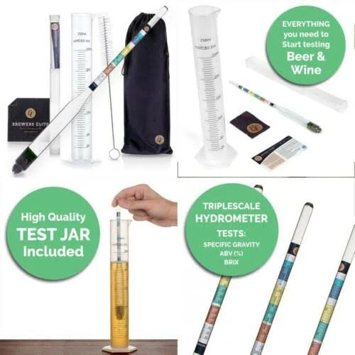 Hydrometer &amp; Plastic Test Jar - for Home Brew Beer, Wine, Mead and Kombucha -...