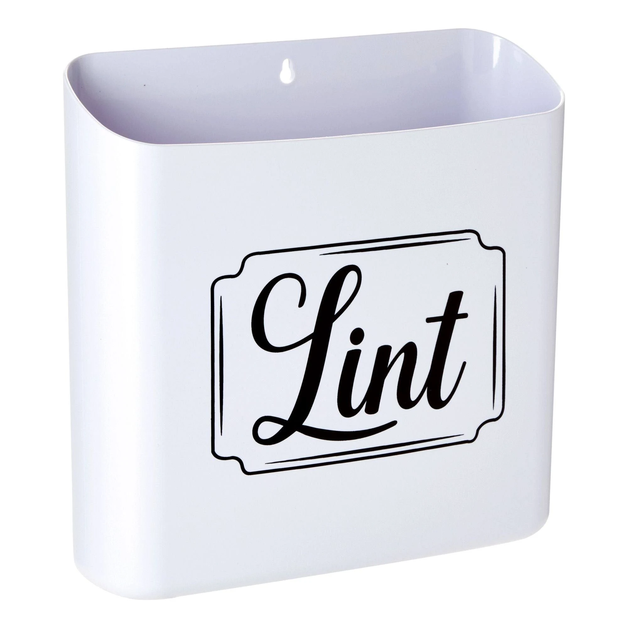 Magnetic Lint Bin for Laundry Room Wall, Trash Can (White)