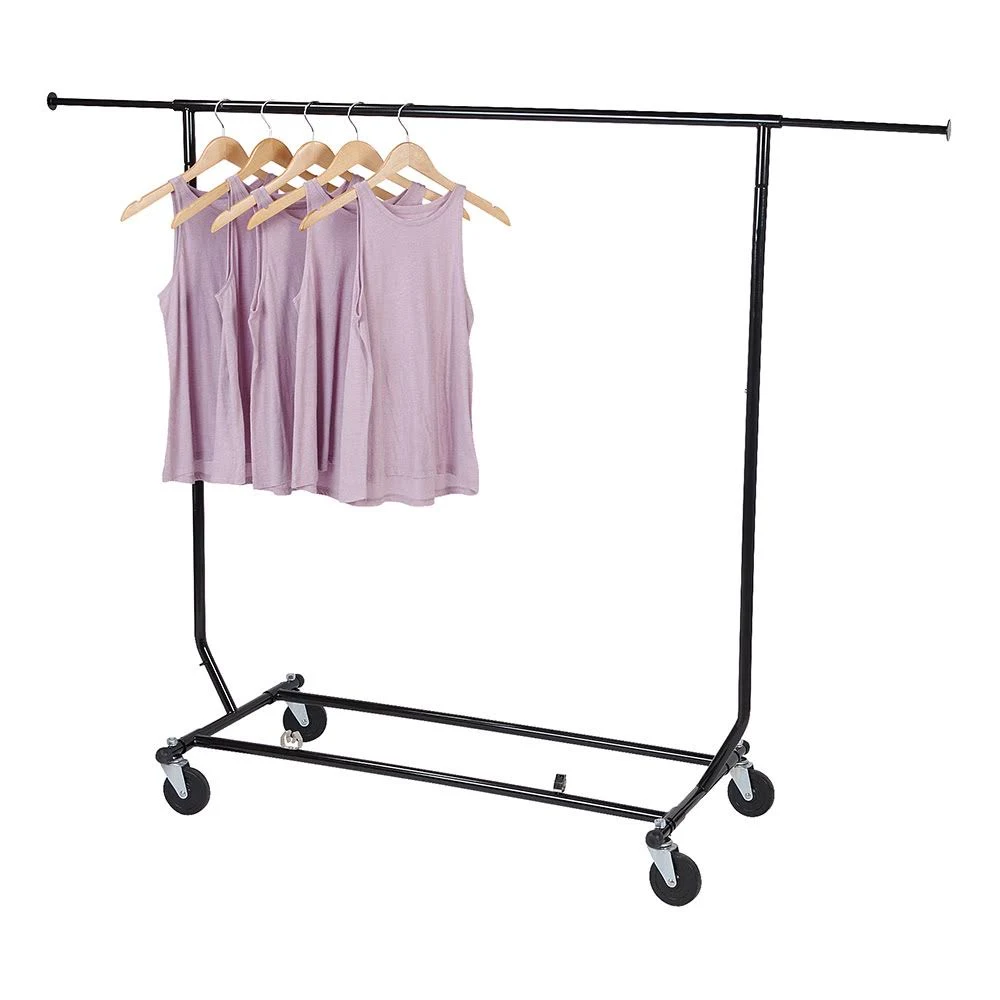 SSWBasics Clothing Rack - Rolling Collapsible Salesman Rack - EZ Fold Construction