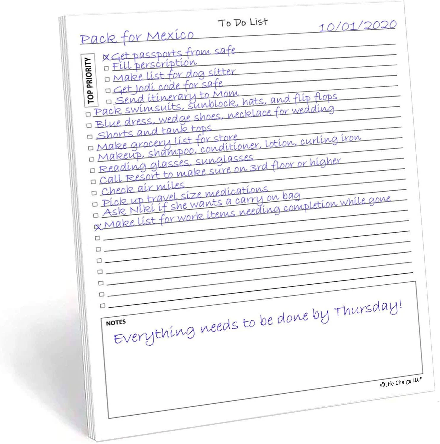 TO DO List Notepad, 50 Page Planner Pad. Undated Todo Checklist W/Priority &amp; Not