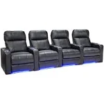 Seatcraft Monterey Home Theater Seating Row of 4 Black Leather