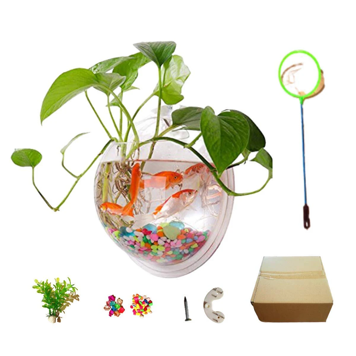 YOOYOO Creative Acrylic Hanging Wall Mounted Fish Tank, Hanging Bowl for Water ...