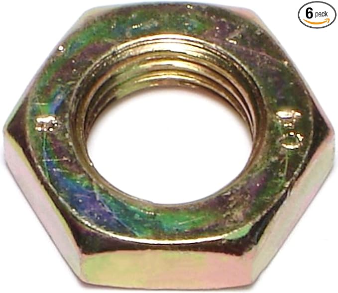 Lock Nut, M14-1.50, Steel, Class 8, Yellow Zinc, 6 PK