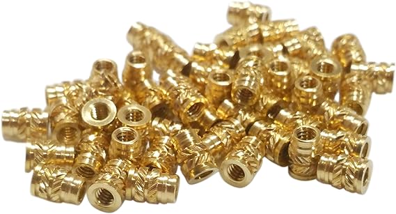 [initeq] #10#10-24 and #10-32 Threaded Heat Set Inserts for 3D Printing Brass Thread Insert Nuts for Plastic (100, 10-32 Short)