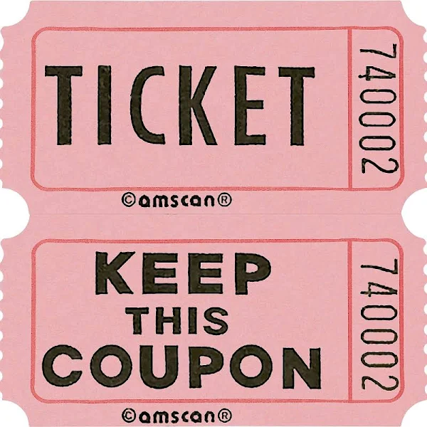 2" x 2" Pink Double 2000 Ticket Roll