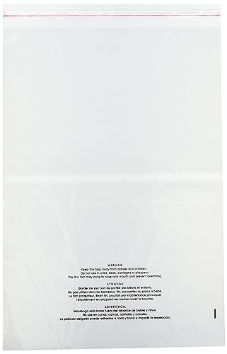 ULINE 14" x 20" Self Seal Poly Bags with Suffocation Warning, Easy Peel and Stick Clear, 1.5 Mil (S-19132) 100 Count