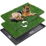 LOOBANI 45in X29in Large Dog Grass Porch Potty Tray, 2 Packs Replacement Artificial Grass Puppy Training Pads, Quickly Absorbency Portable Dog Patio