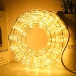 DINGFU 50ft LED Rope Lights110V 2 Wire Connectable Rope Outdoor Warm White