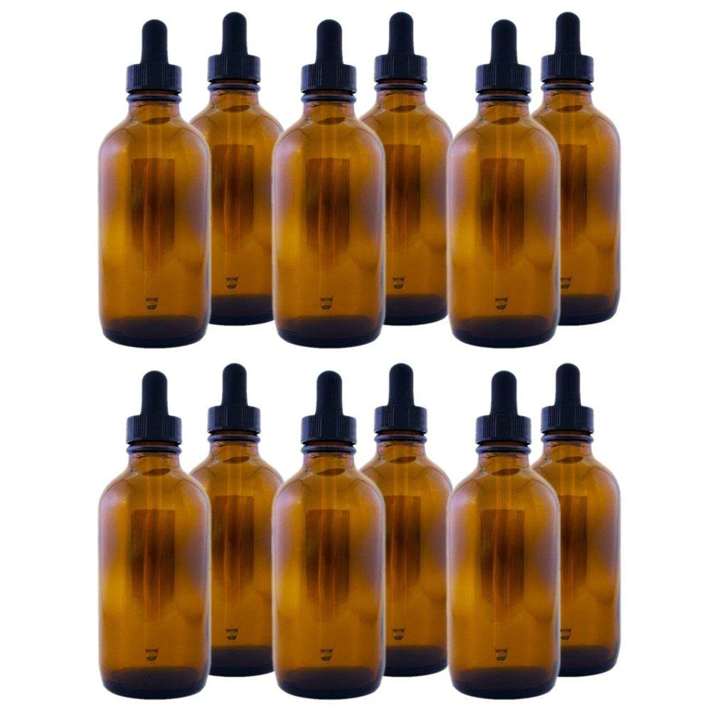 GreenHealth Amber Glass Bottle 4oz with Dropper(12 Pack)