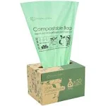 50 Count Biodegradable Trash Bags - BPI Certified 6 Gallon Trash Bags - Heavy Duty Compostable Trash Bags for Kitchen and Bathroom - Unscented Trash Bags 6 Gallon for Yard, Food, and Animal Waste