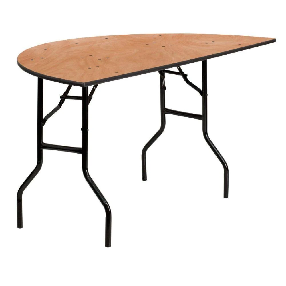 Emma + Oliver 5-Foot Half- Round Wood Folding Banquet Table