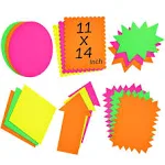 Juvale 18 Piece 11x14 Large Neon Poster Board Cutouts, Paper Signs for Science Fair Projects Decoration, School Presentation Supplies (6 Shapes)