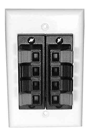 Speaker Wall Plate w/ Two 4-Position Terminals - White