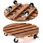 2 Pack Plant Caddy Wooden 12 Inch Plant Stand with Wheels Heavy Duty Rolling Pla