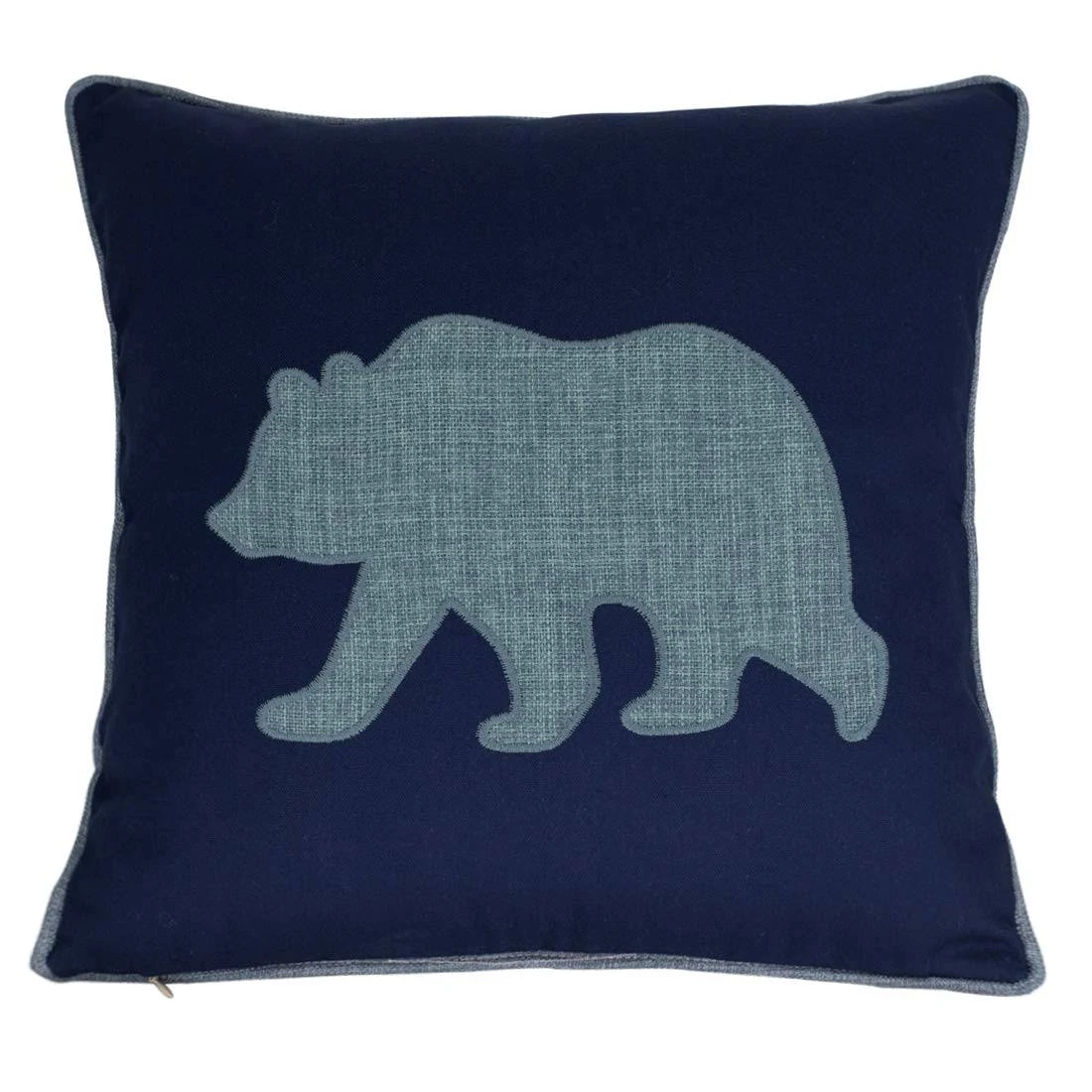 Millianess Navy Cotton Decorative Bear Pillow Case