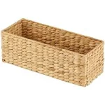 mDesign Woven Hyacinth Narrow Bathroom Toilet Tank Storage Basket, Natural/Tan