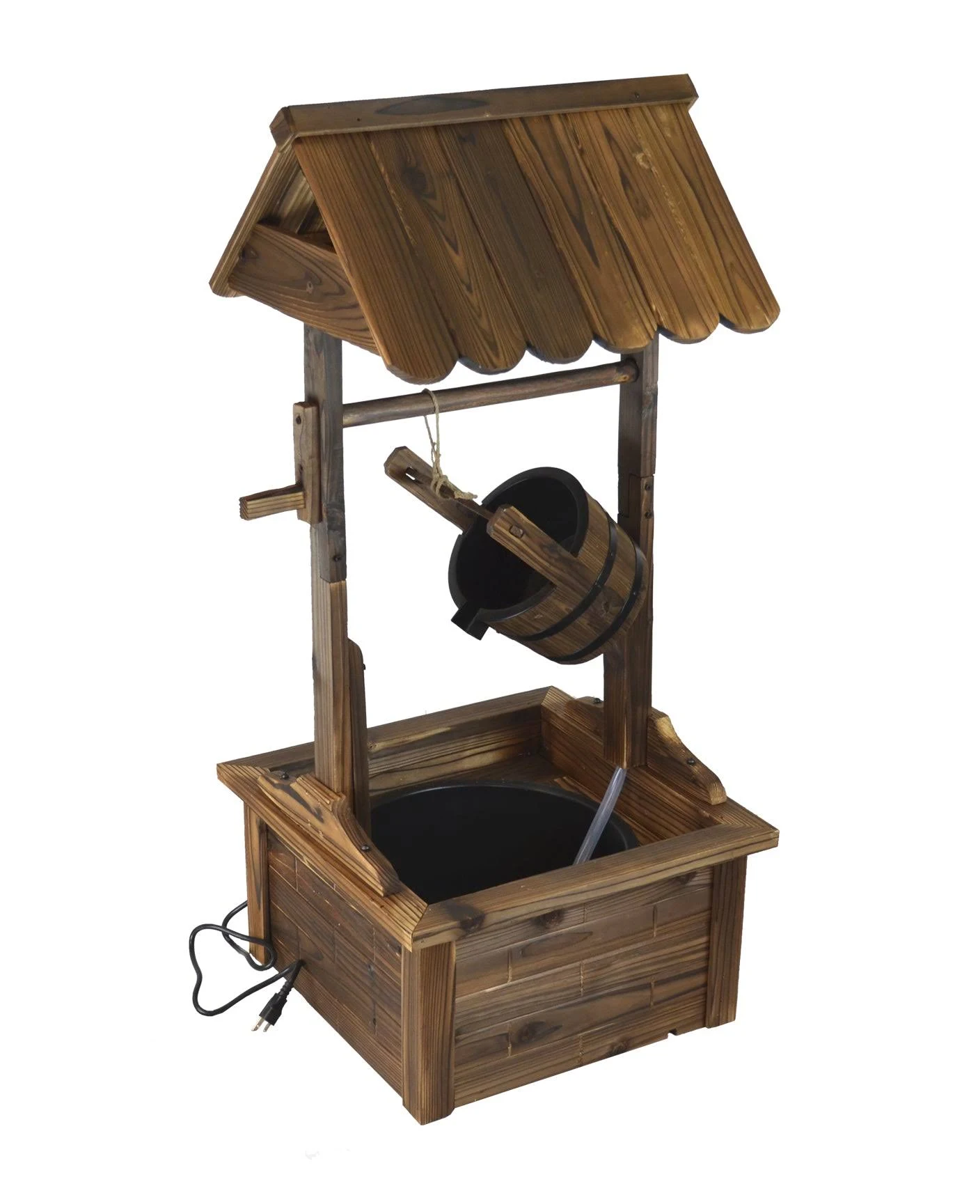 Wishing Well Wood Outdoor Patio Water Fountain With Pump - Rustic - Outdoor Fountains And Ponds - by Pier Surplus | Houzz