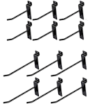 Slatwall Accessories: Box of 12 Black Metal Slatwall Hooks, Six 4 Inch and Six 6