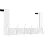 WEBI Over The Door Hook:Over The Door Towel Rack,Door Coat Hanger Towel Hanger Over Door Coat Rack 6 Hooks for Hanging Clothes,Hats,Bathroom,White