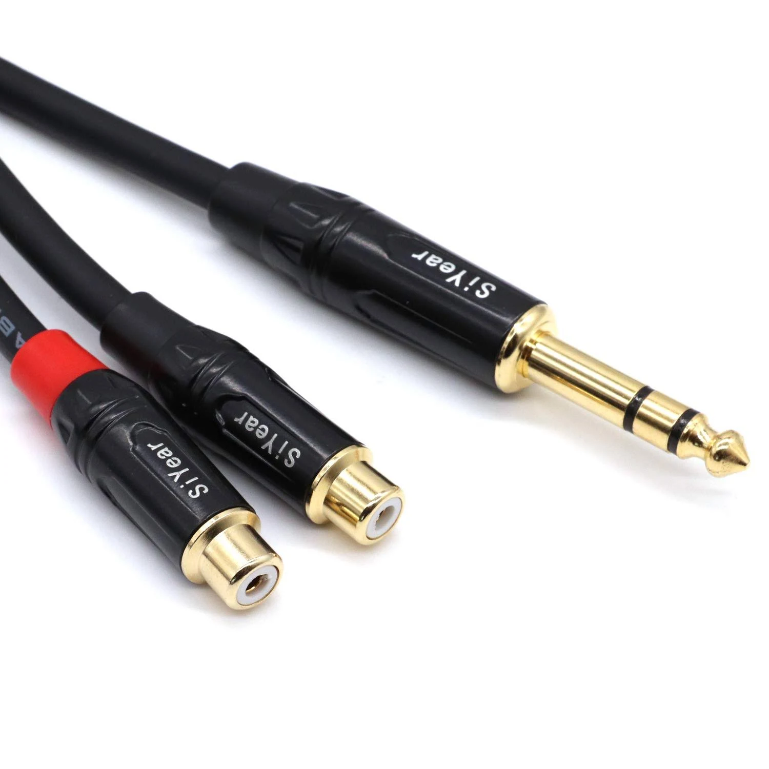 SiYear Dual RCA to 1/4" Cable，6.35mm (1/4 inch) Male Stereo to 2RCA Female Y Splitter Adapter Cable（5Feet