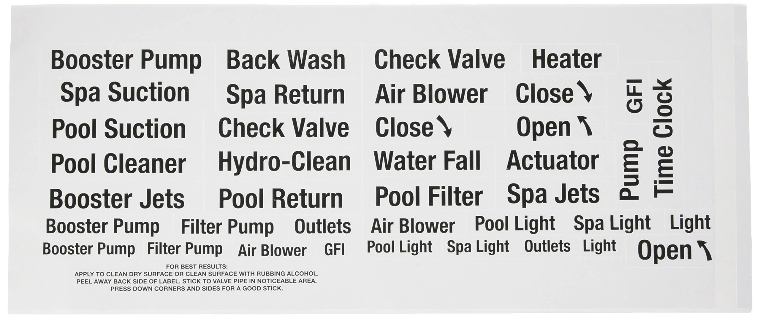 Poolmaster Pool Equipment Identification Labels