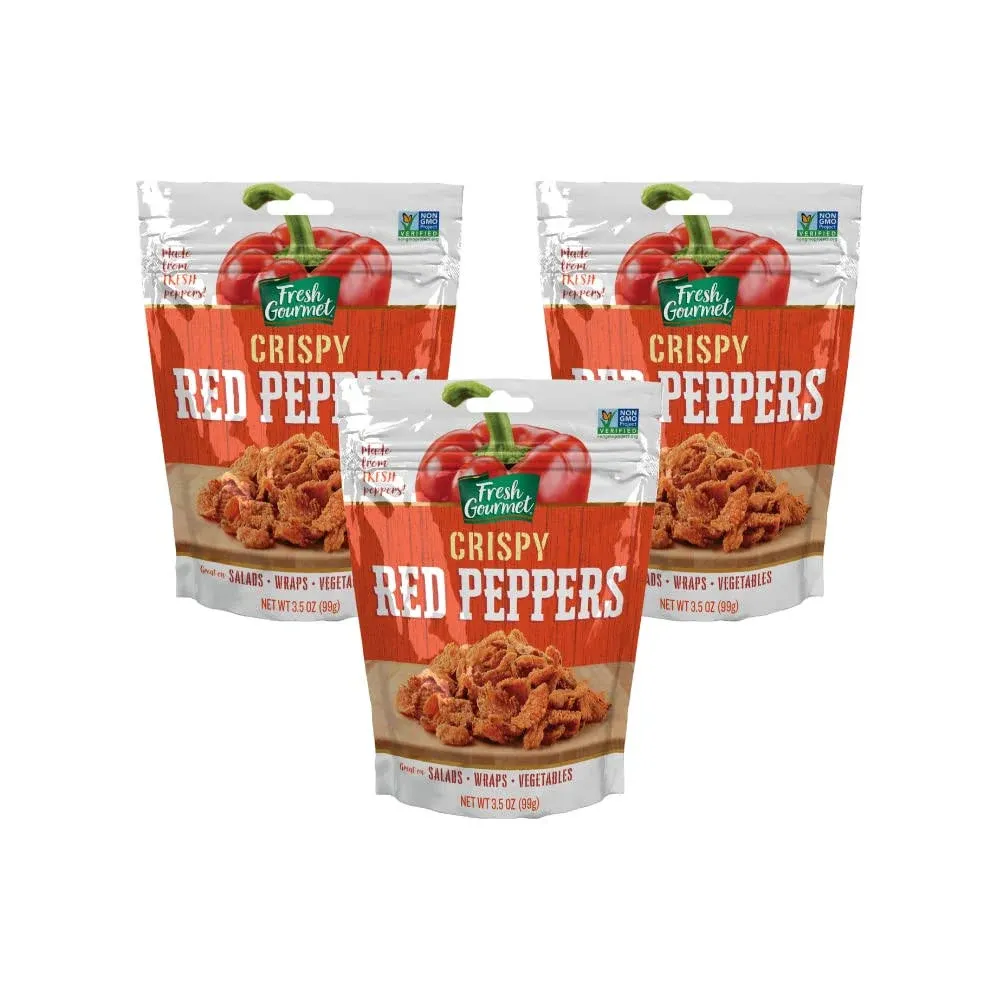 Fresh Gourmet Crispy Red Peppers, Lightly Salted, 3.5-Ounce (Pack of 3)