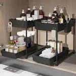 2Pack Under Sink Organizer 2 Tier Bathroom Cabinet Organizer with Sliding Basket