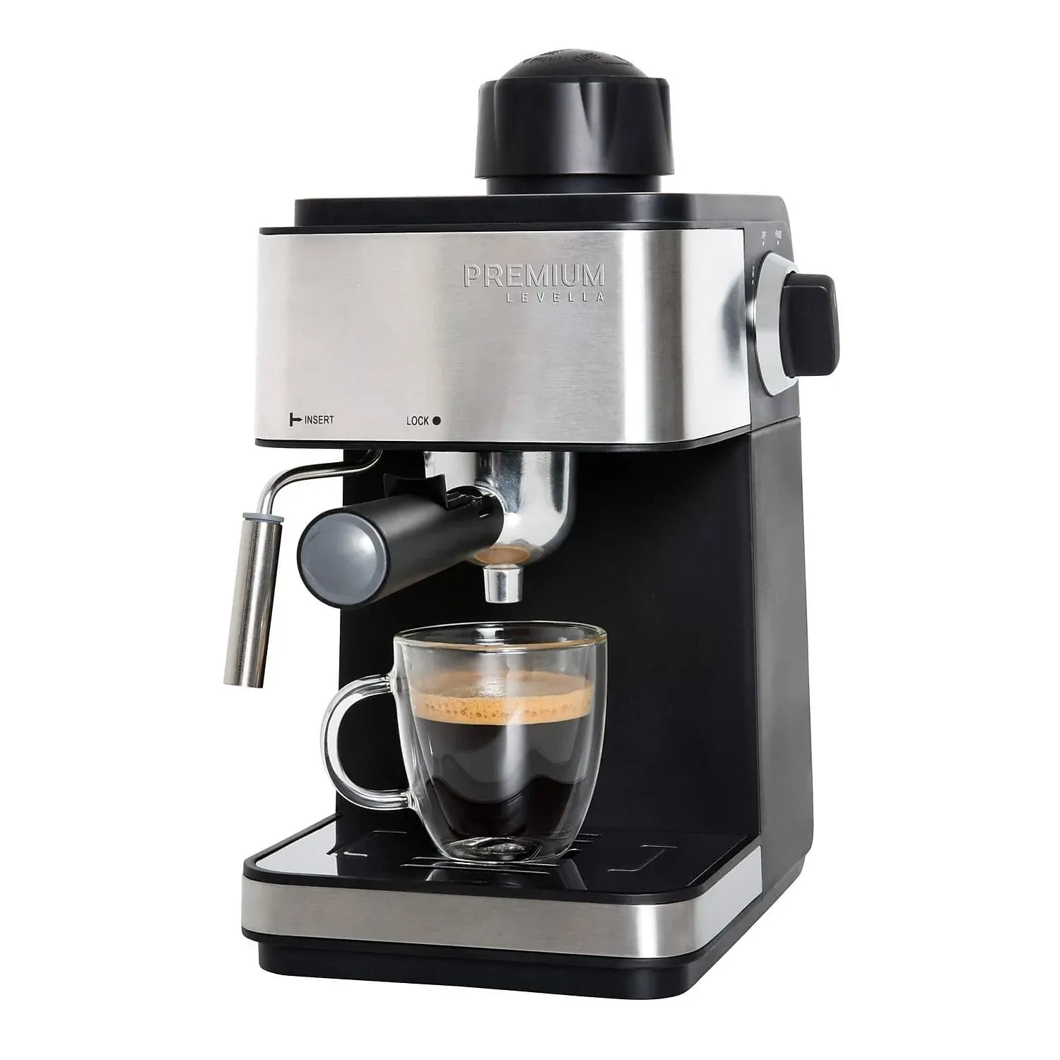 Premium Levella 4-Cup Espresso, Cappuccino and Latte Maker Black (PEM351)