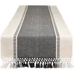  Dobby Stripe Woven Table 13x72&#034; (13x77.5, Fringe Included) Mineral Gray