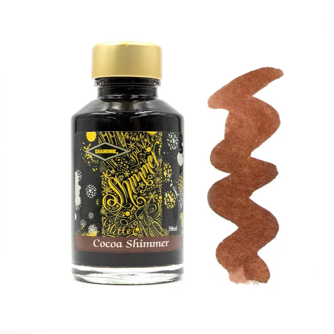 Diamine Shimmer Bottled Ink in Cocoa Shimmer Brown - 50 mL