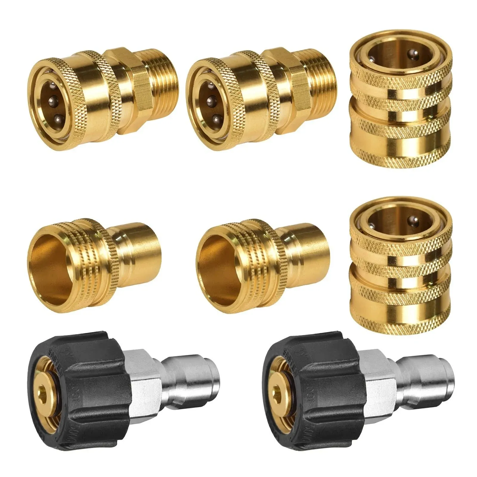 LadyRosian Pressure Washer Adapter Set Quick Disconnect Kit M22 Swivel to 3/8 Inch Quick Connect 3/4 Inch to Quick Release Garden Hose Quick Connect Fittings (8 Packs)