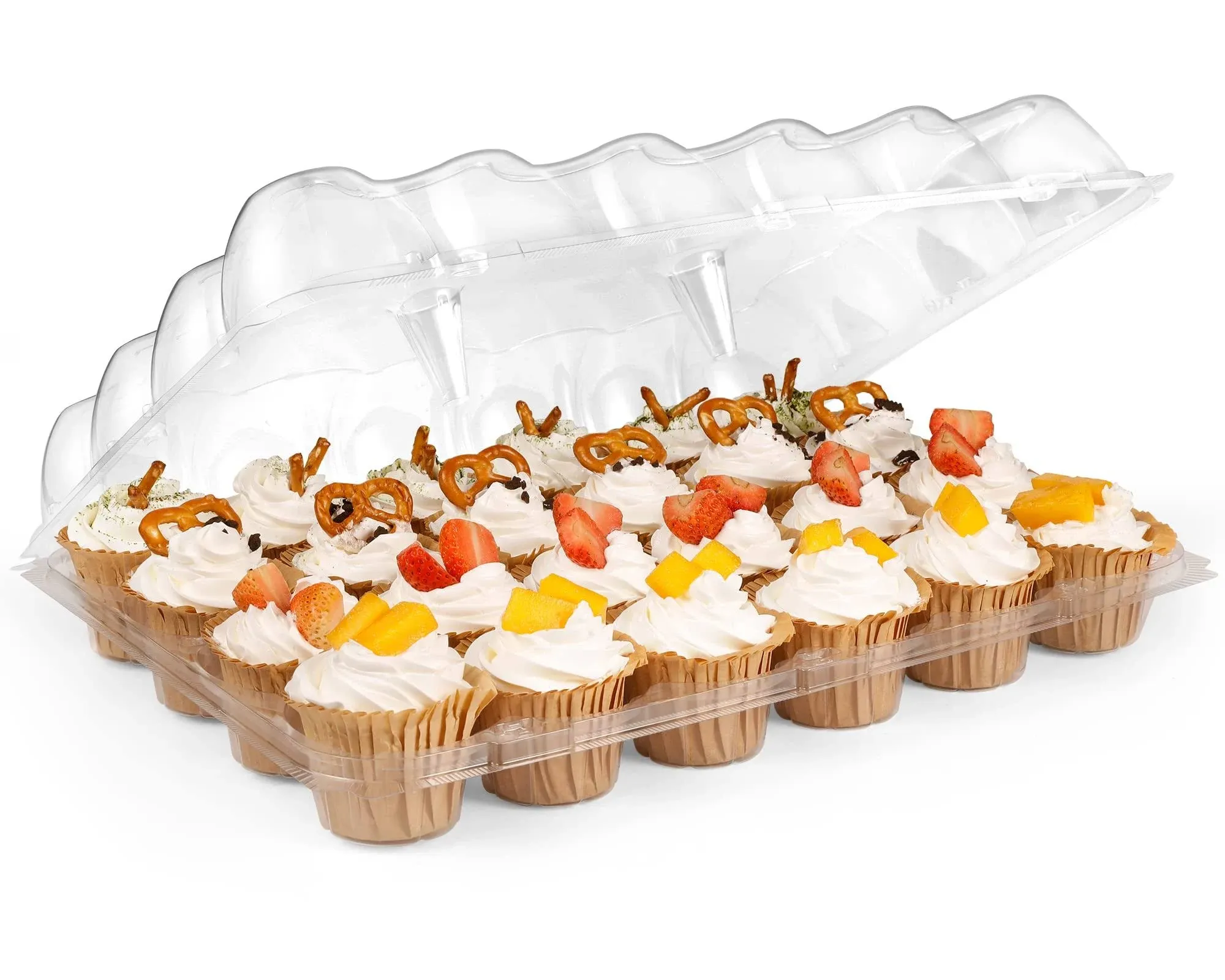 24 Compartment Disposable Cupcake Box Containers Pack Of 10 Stackable Standard 2