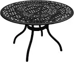 Oakland Living Ornate Outdoor Mesh Aluminum 48-in Black Round Patio Dining Table