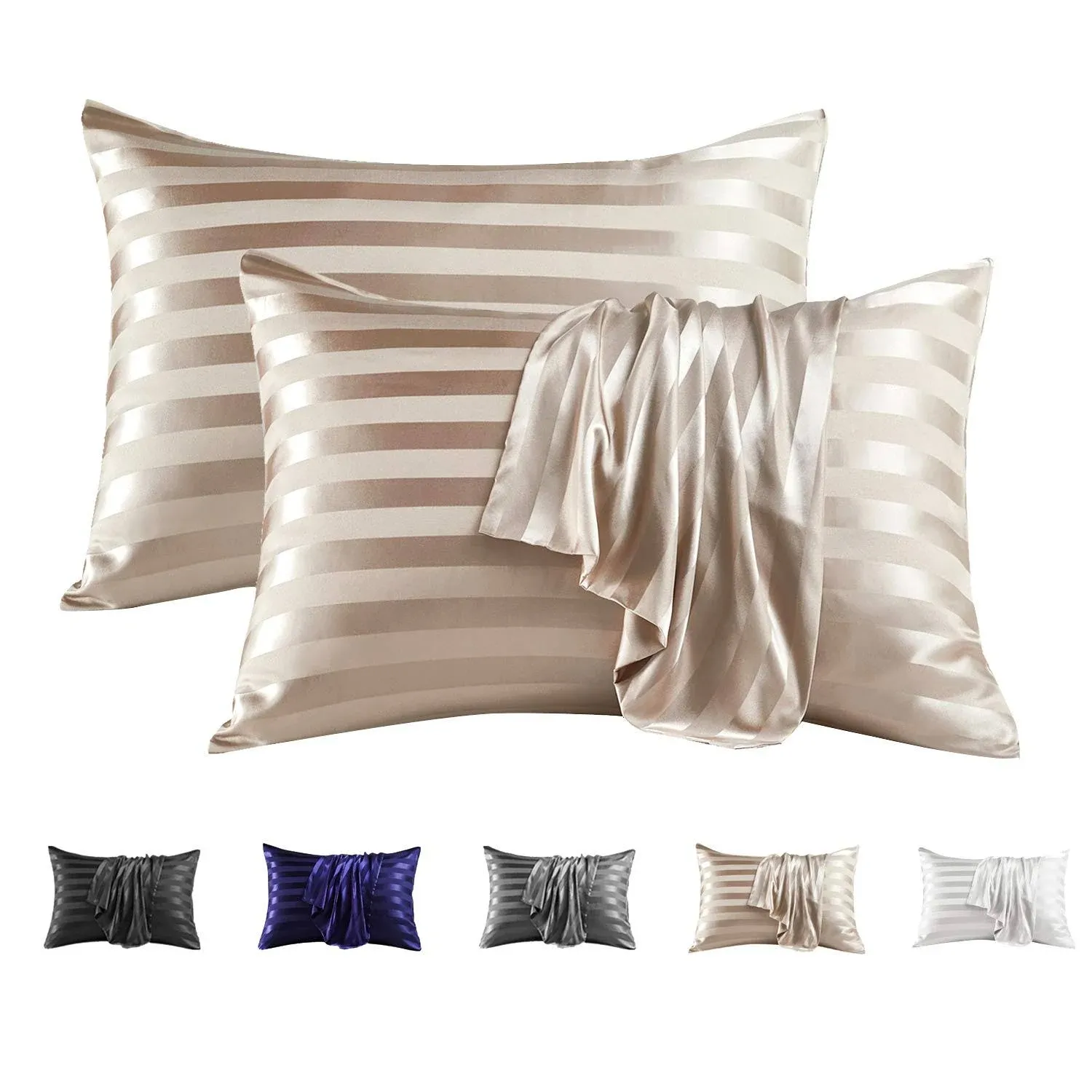 Bedsure Satin Pillow Cases for Hair and Skin Queen- Silk Satin Pillowcase Set US