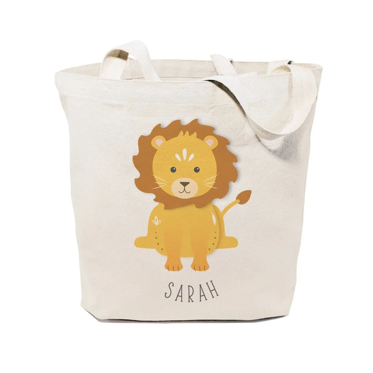 Personalized Name Lion Cotton Canvas Tote Bag