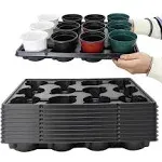 12 Cell Round Nursery Pots Trays Thickened Durable Seedling Pots Shuttle Carrying Trays for Holding 4 inch Nursery Pots (16.85" × 12.6", 5-Pack)